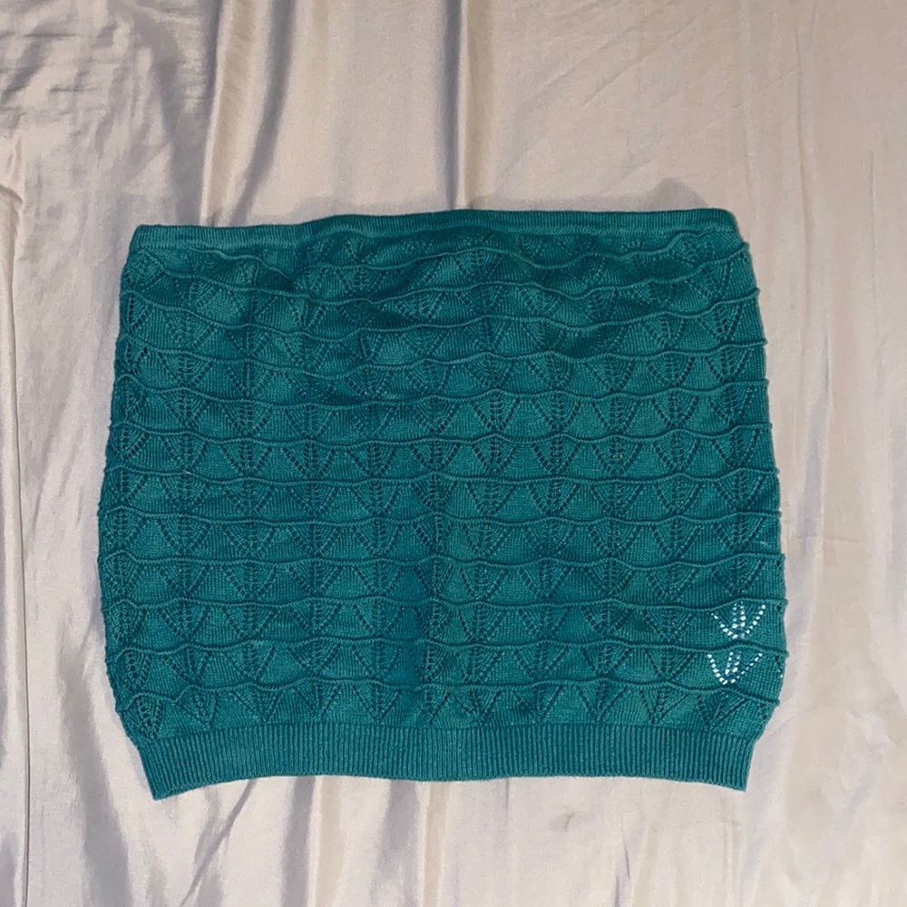 american eagle knit tube top / size XS / blue/green